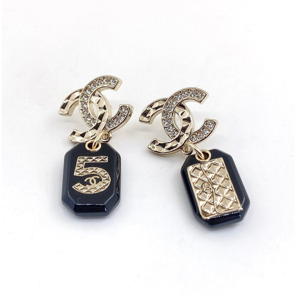 Chanel No.5 Perfume Bottle 18K Gold Earrings