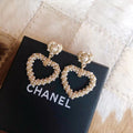 Chanel Heart Pendant 18K Gold Earrings