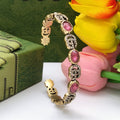 Gucci Double Red Crystals Open Cuff 18K Gold Bracelet