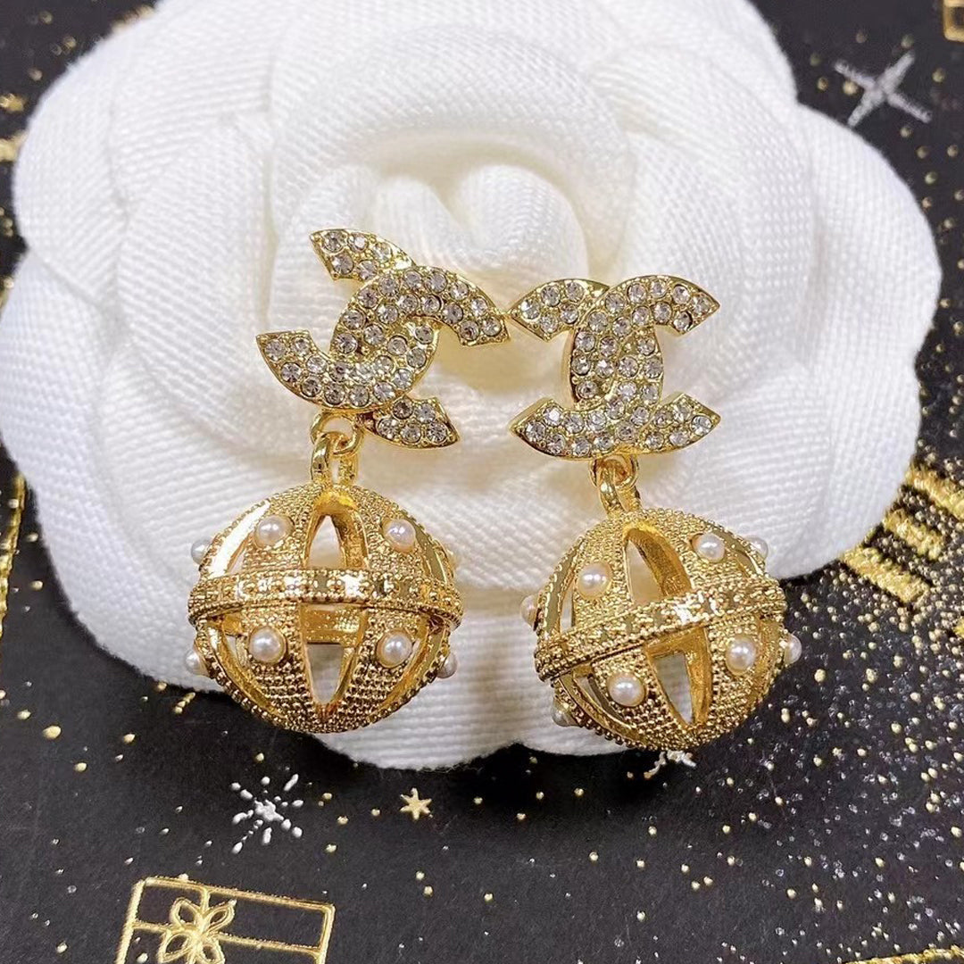 Chanel Ball Drop 18K Gold Earrings