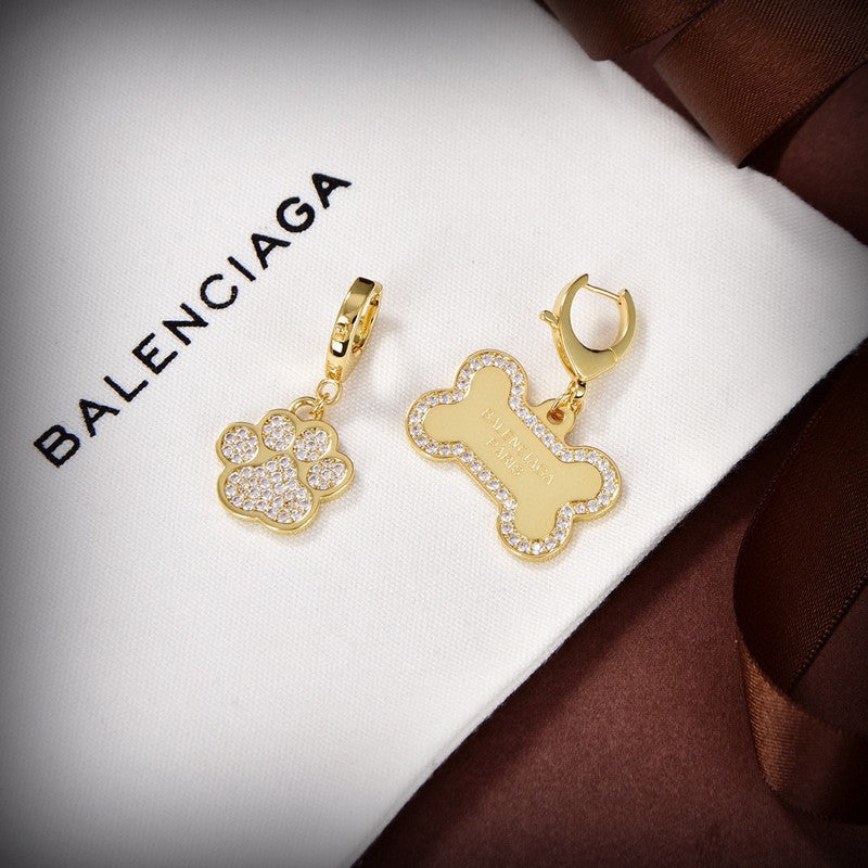 Balenciaga Diamond Gold 18K Gold Earrings