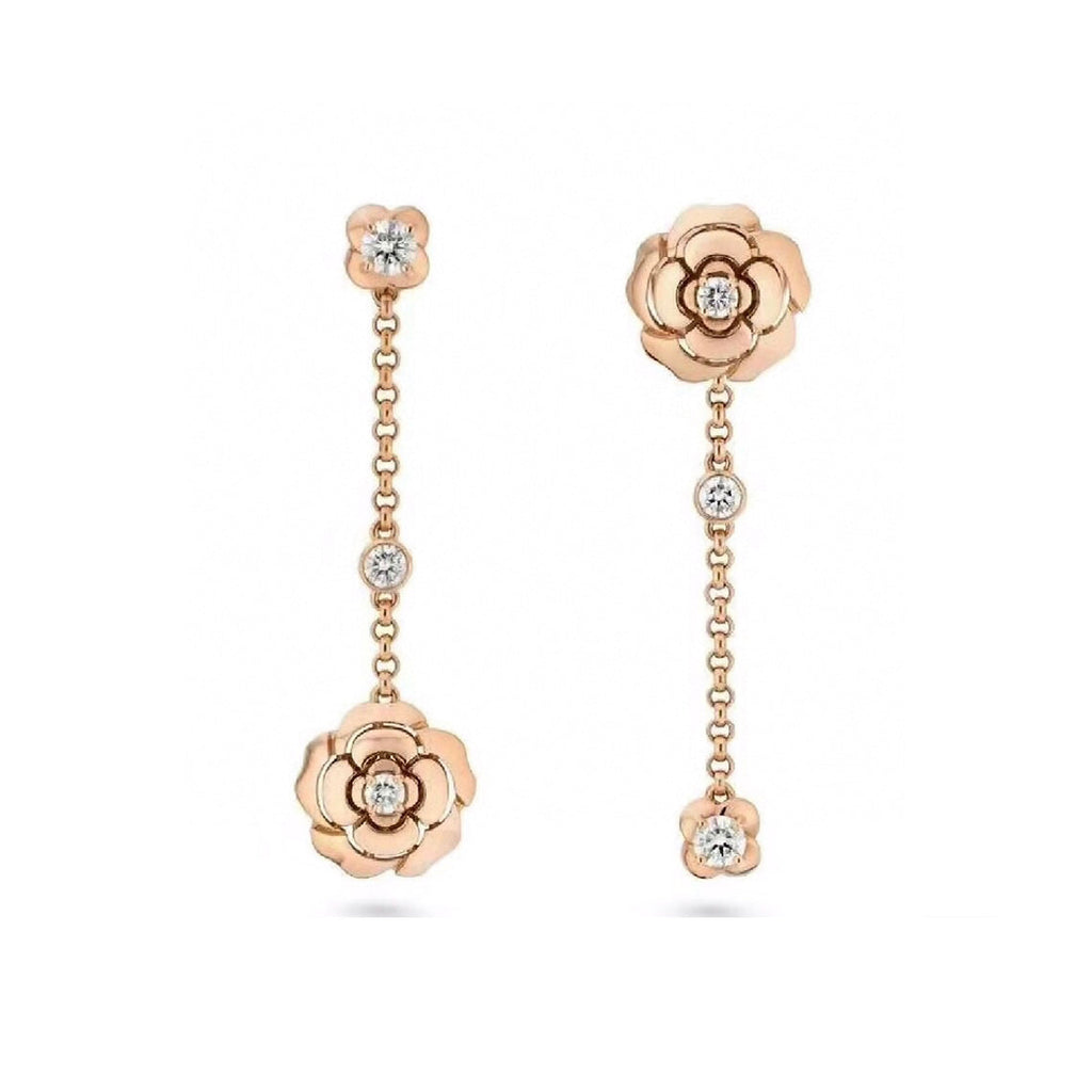 Chanel Camellia 18K Gold Earrings