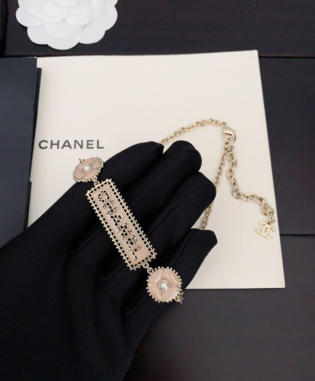 Chanel Resin Diamonds 18K Gold Necklace