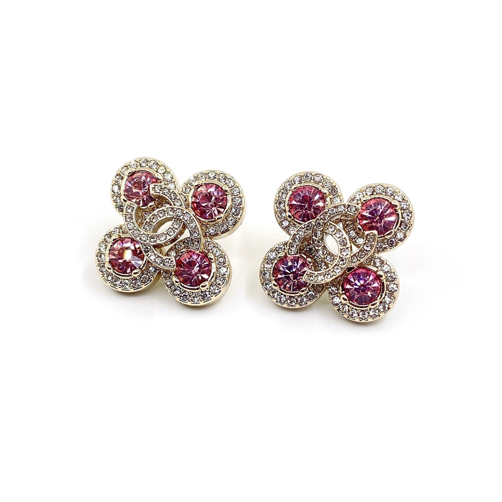Chanel Pink Diamonds 18K Gold Earrings