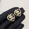 Chanel Heart Diamond 18K Gold Earrings