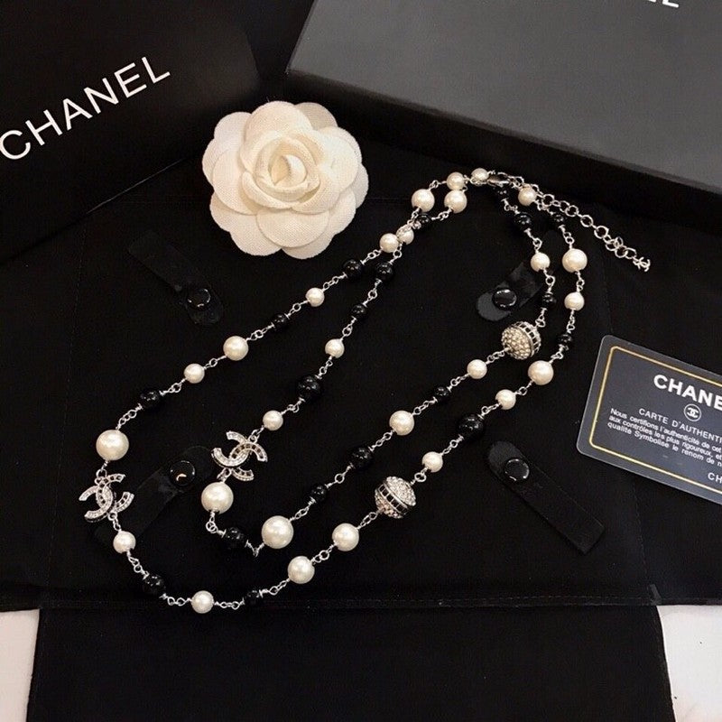 Chanel Long Black Pearl 18K Gold Necklace