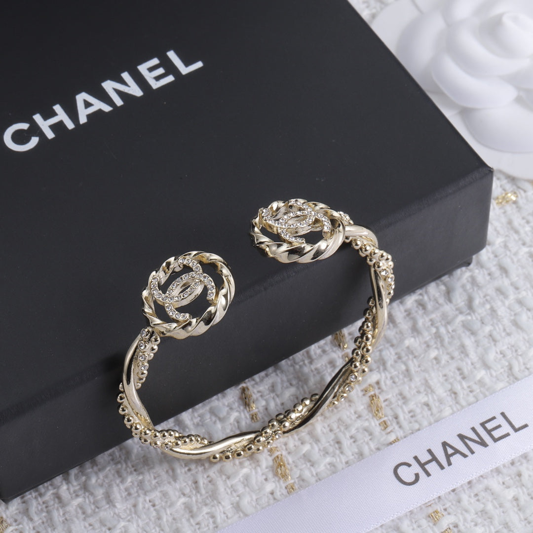 Chanel Double Open 18K Gold Bracelet