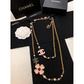 Chanel Pink Flowers 18K Gold Necklace