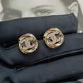 Chanel Round Diamond Gold 18K Gold Earrings