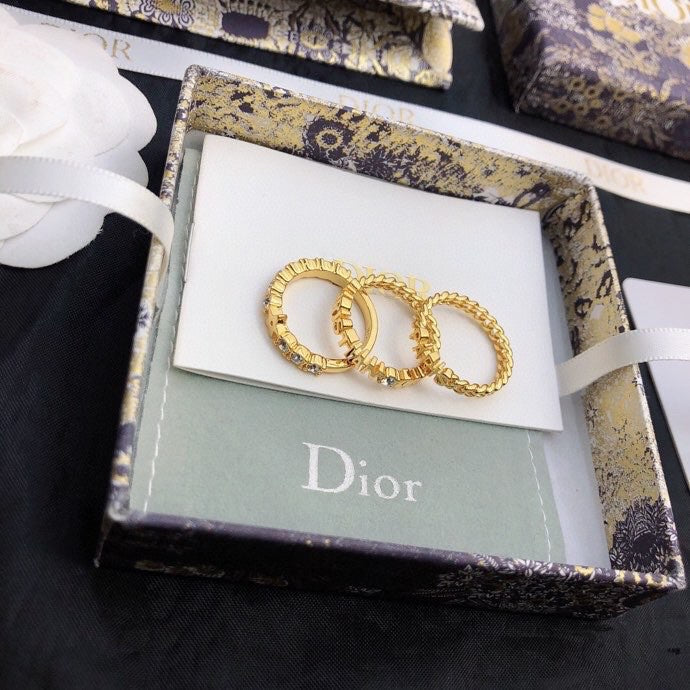 Dior Star Set Of Three 18K Gold Ring