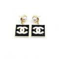 Chanel Square Pearl Pendant 18K Gold Earrings