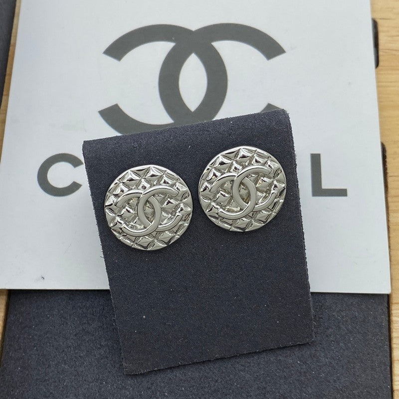 Chanel Round 18K White Gold Earrings