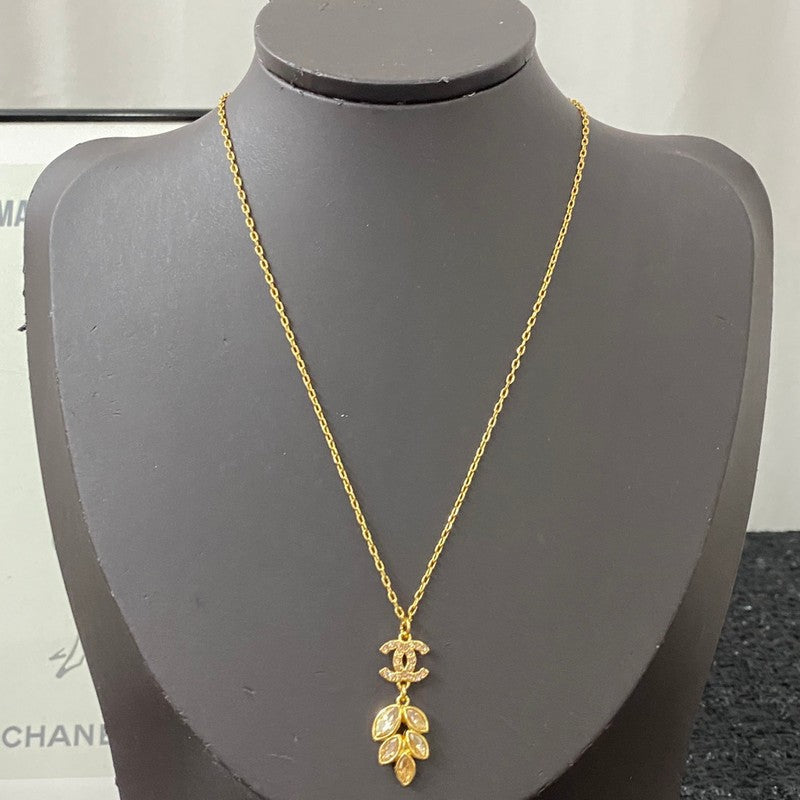 Chanel Flower Crystal 18K Gold Necklace