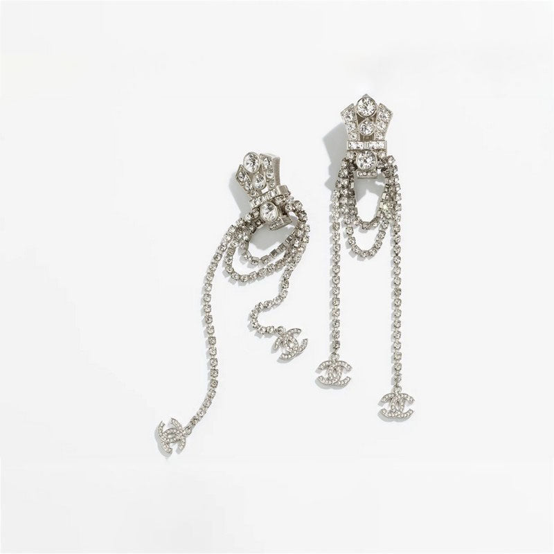 Chanel Tassel Crystal 18K Gold Earrings