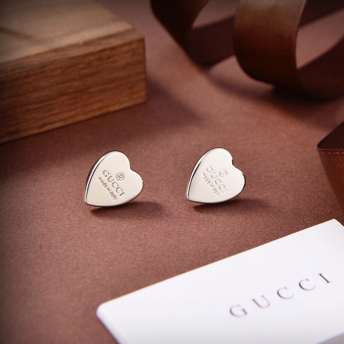Gucci Double Heart 18K Gold Earrings