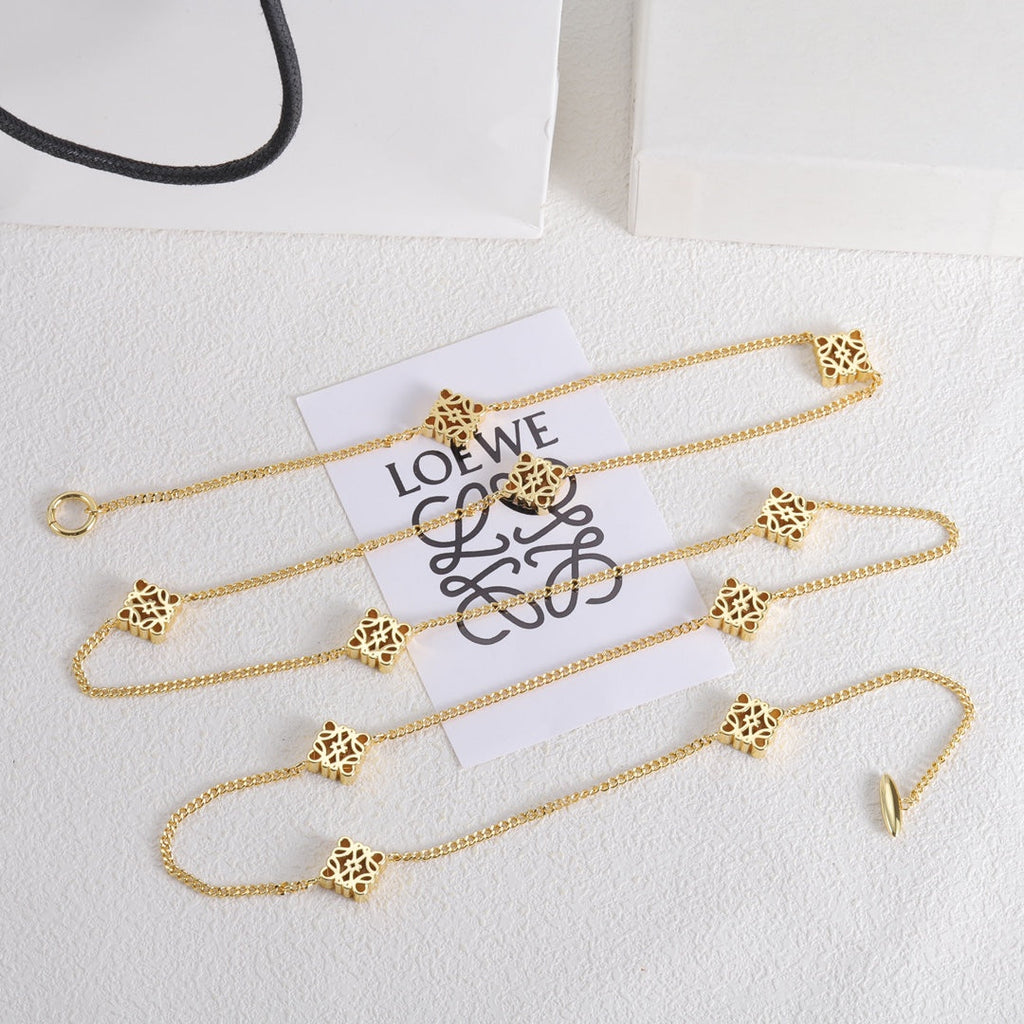 LOEWE Anagram Long 18K Gold Necklace