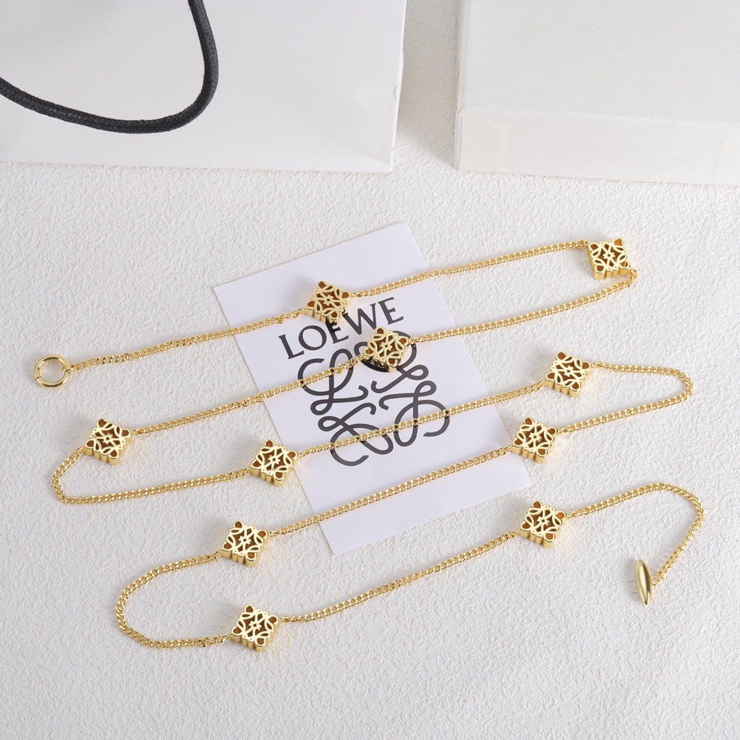 LOEWE Anagram Long 18K Gold Necklace