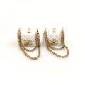 Chanel White Bag 18K Gold Earrings