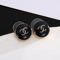 Chanel Circle Black Resin 18K Gold Earrings