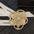 Chanel Camellia Pearl 18K Gold Brooch