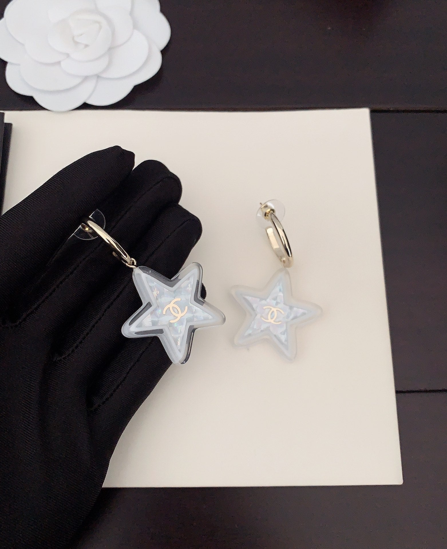 Chanel Star 18K Gold Earrings