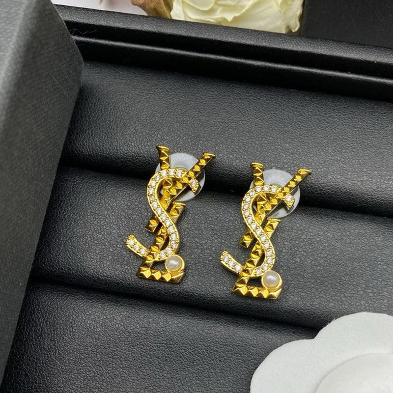 YSL Gold Diamond 18K Gold Earrings