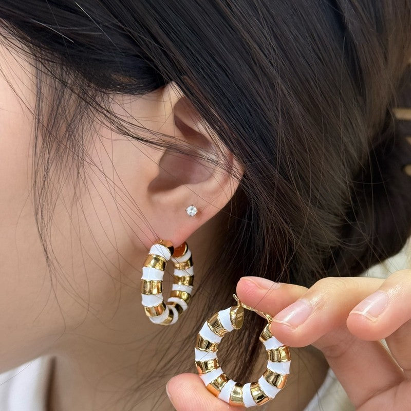 Celine Pearl Round Gold 18K Gold Earrings