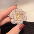 Chanel Pink Flower Diamond 18K Gold Brooch
