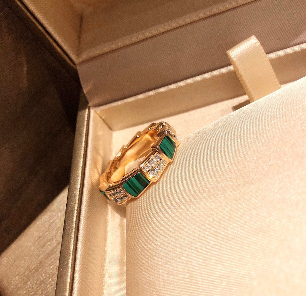 Bvlgari Serpenti Viper Malachite 18K Gold Ring