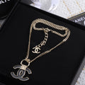 Chanel Black Resin Logo 18K Gold Necklace