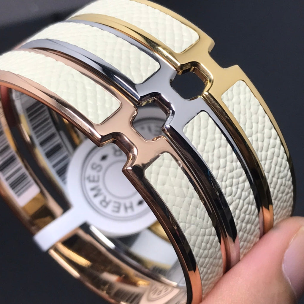 Hermes Olympe White 18K Gold Bracelet