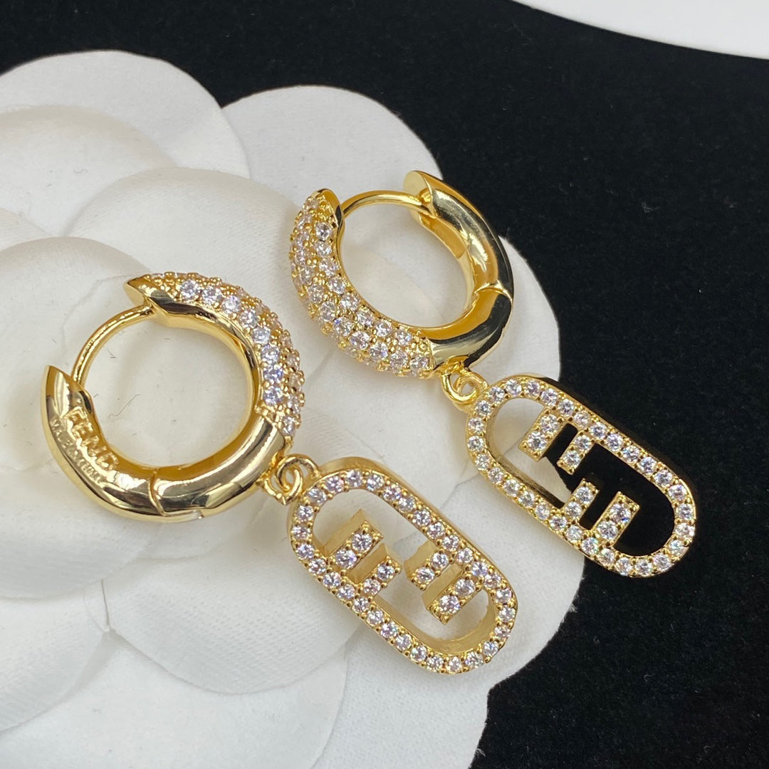 Fendi OLock Diamonds 18K Gold Earrings