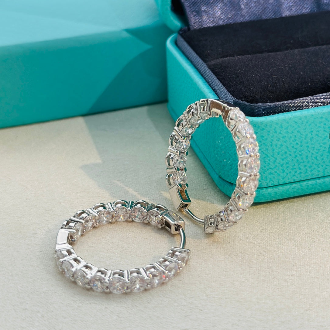 Tiffany Hoop Diamonds 18K Gold Earrings