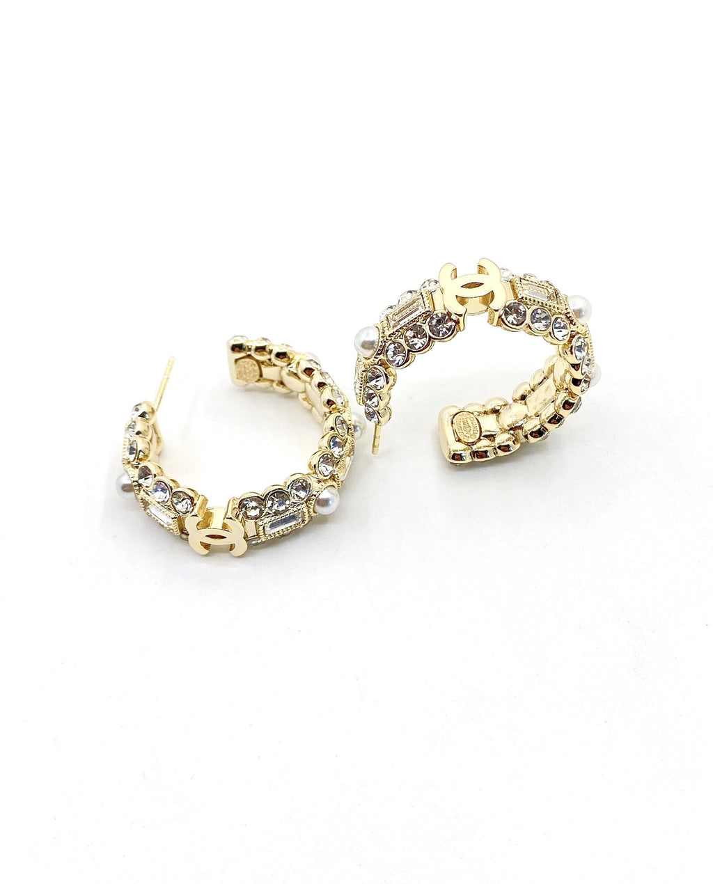 Chanel Crystals Circle 18K Gold Earrings