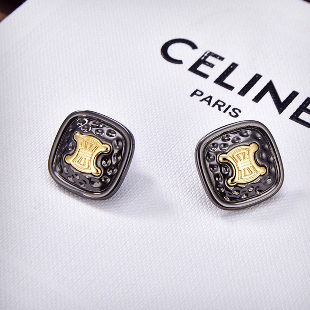 Celine Black Gold 18K Gold Earrings