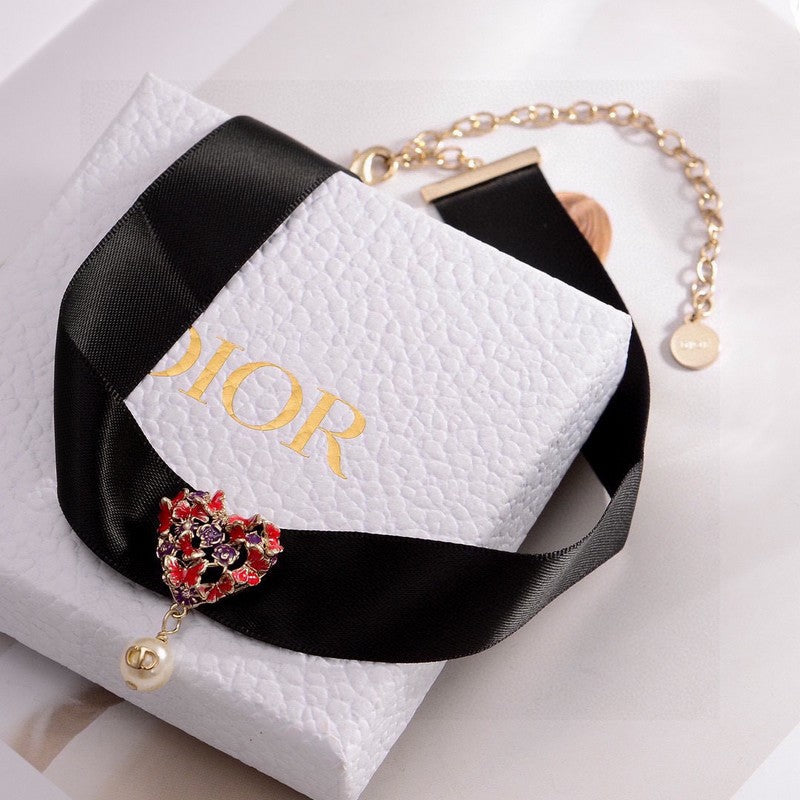 Dior 30 Montaigne Red Crystals Choker 18K Gold Necklace
