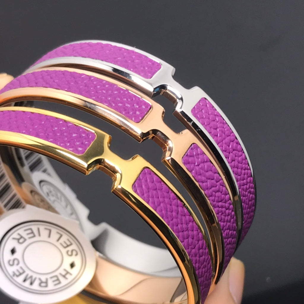 Hermes Olympe Purple 18K Gold Bracelet
