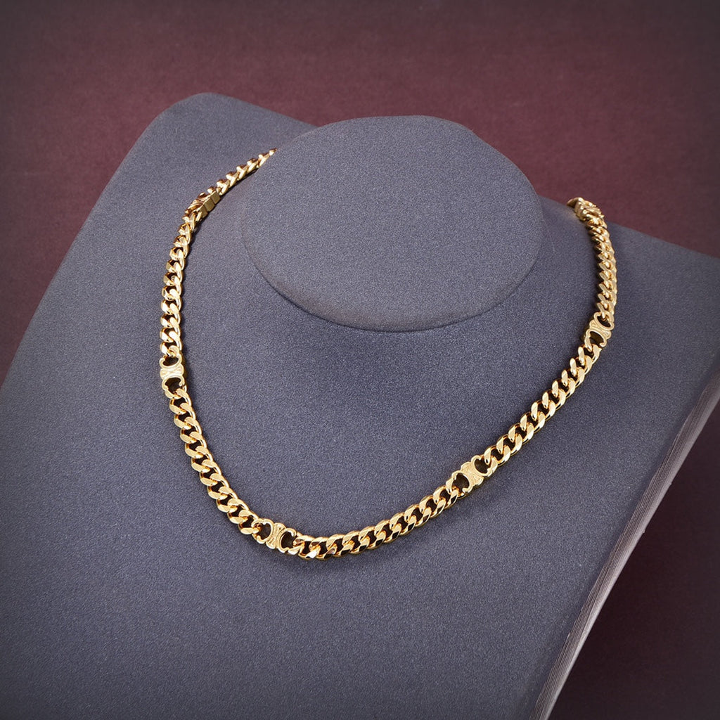 Dior Celine Small Gourmette 18K Gold Necklace