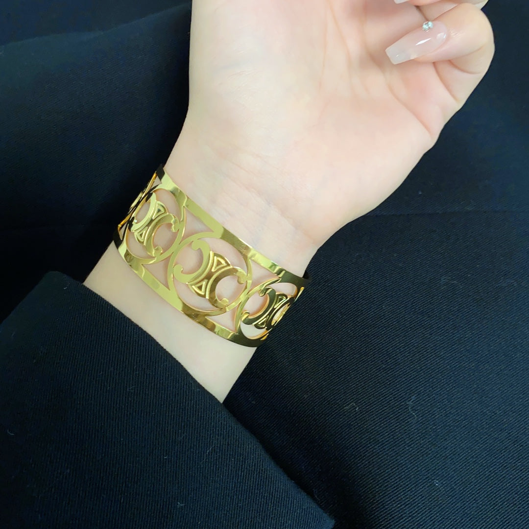 Celine Open Cuff 18K Gold Bracelet