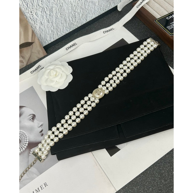 Chanel Choker Pearl Chain 18K Gold Necklace