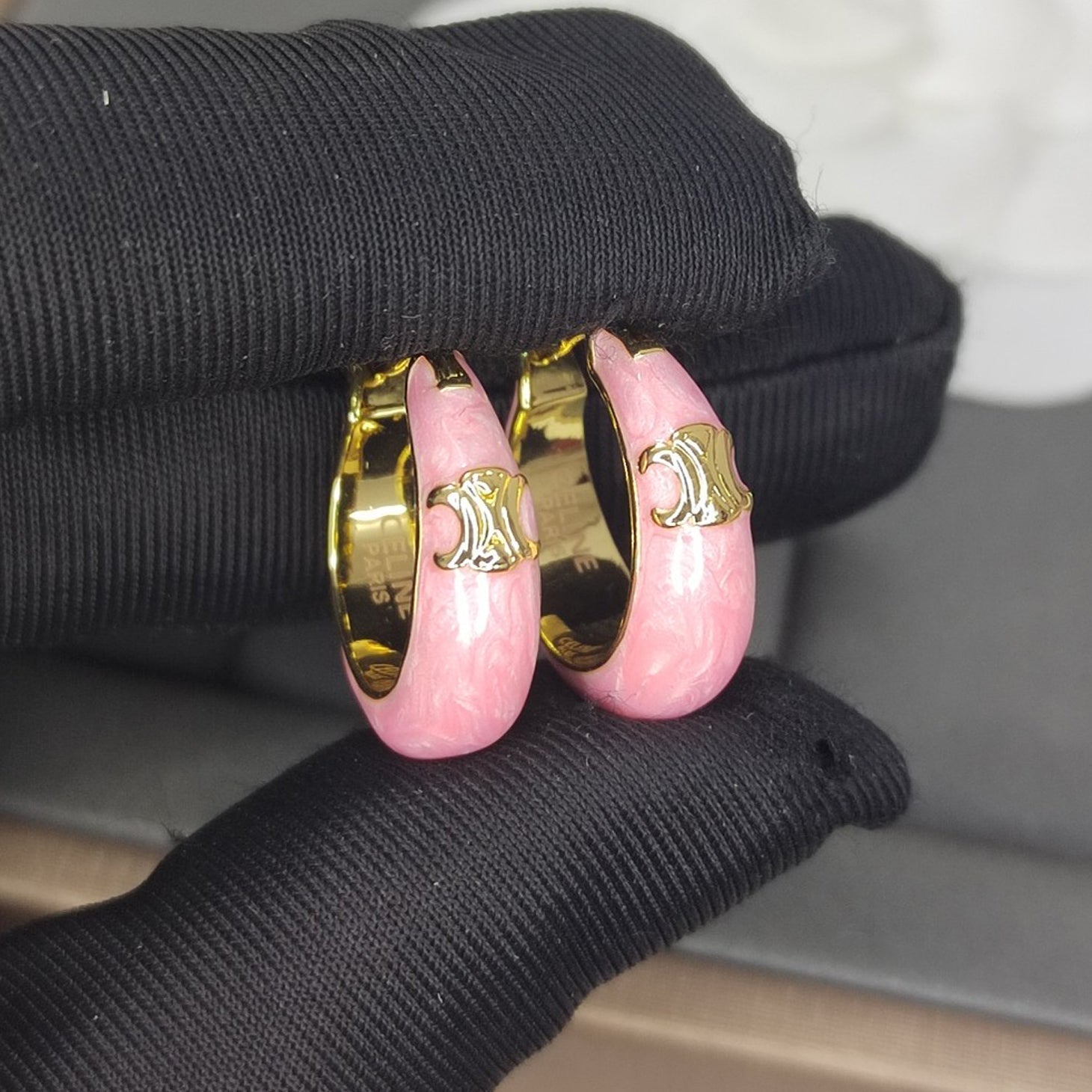 Celine Pink 18K Gold Earrings