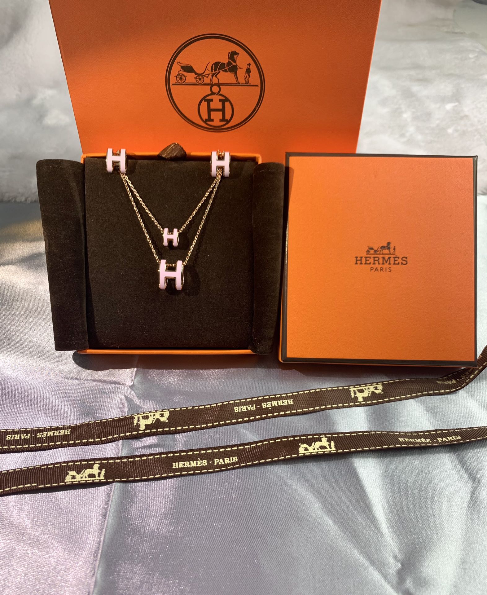 Hermes Mini Pop Pink 18K Gold Necklace