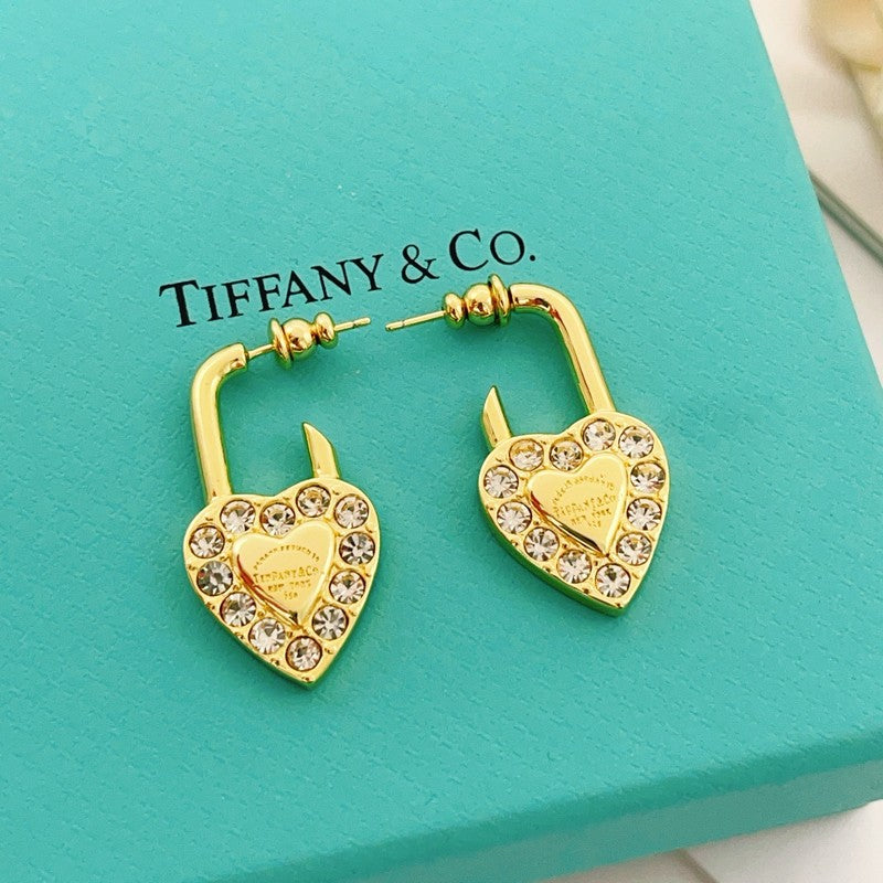 Tiffany Diamond Heart 18K Gold Earrings