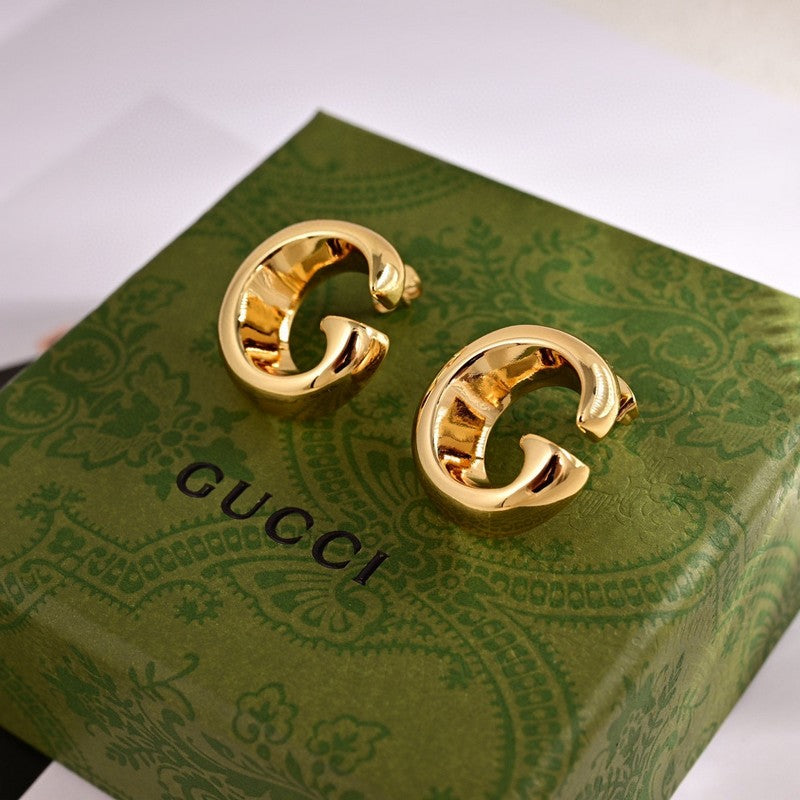 Gucci Double GucciLogo 18K Gold Earrings