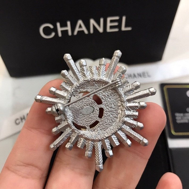Chanel Crystal 18K Gold Brooch