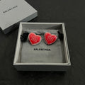 Balenciaga Red Heart 18K Gold Earrings