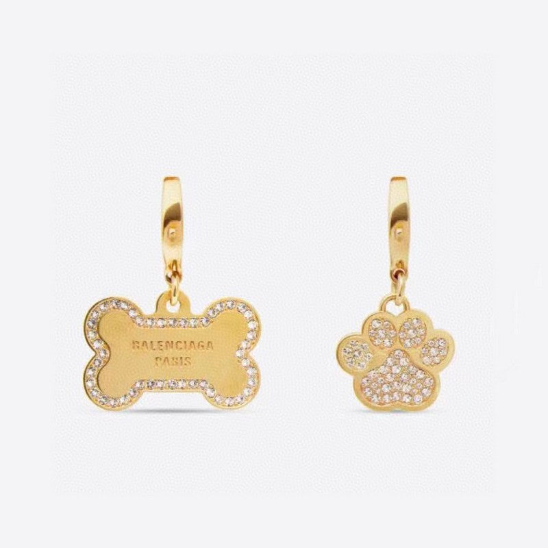 Balenciaga Diamond Gold 18K Gold Earrings