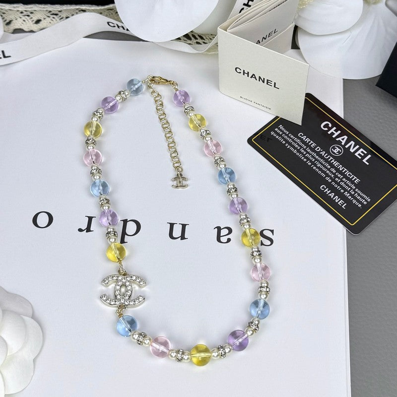 Chanel 26C Color Crystal 18K Gold Necklace