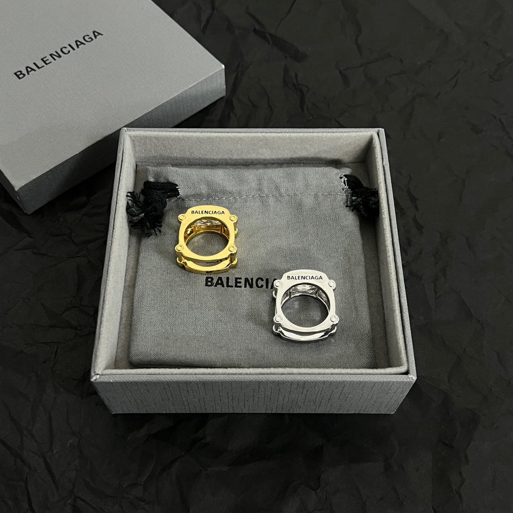 Balenciaga Crystal 18K Gold Ring