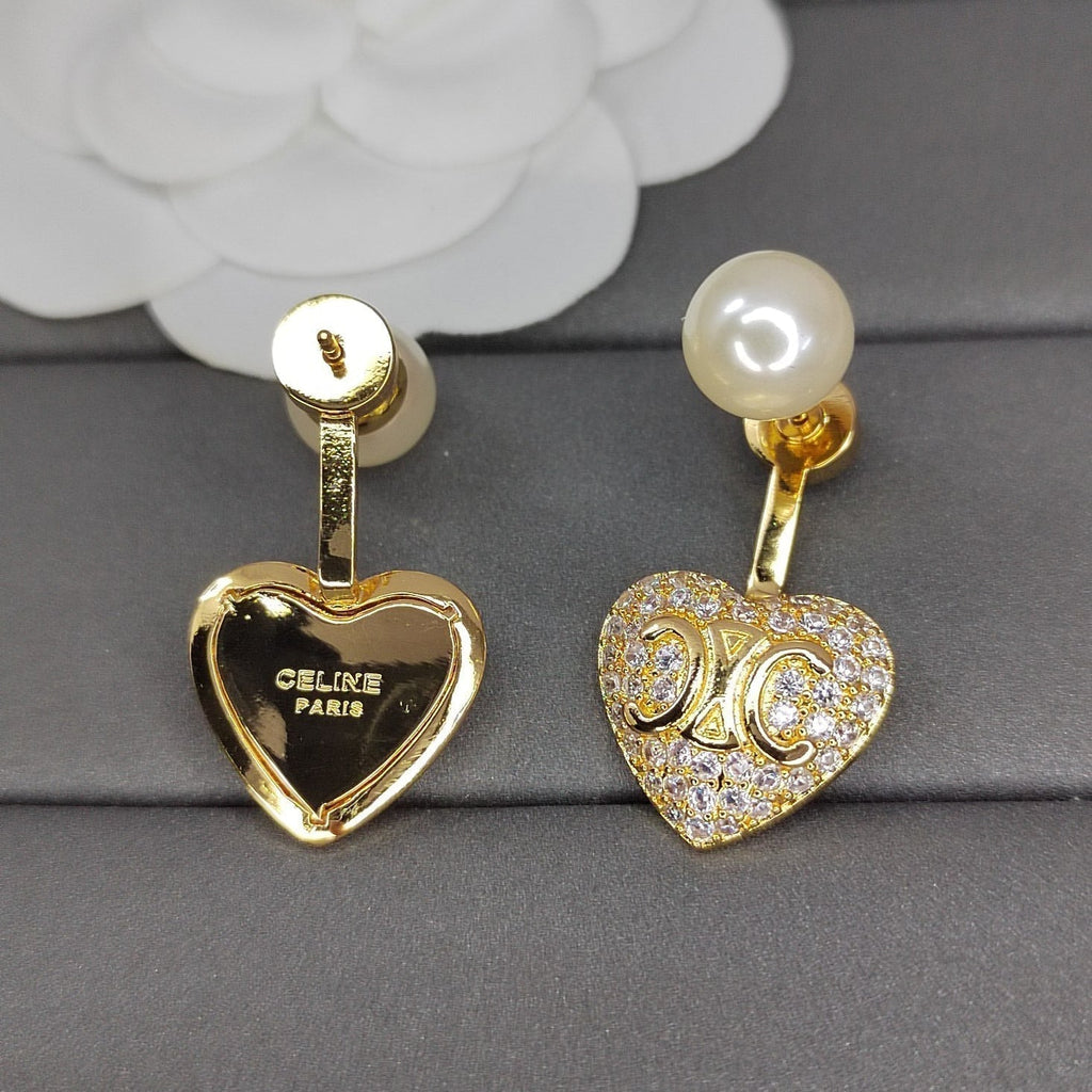 Celine Diamond Heart 18K Gold Earrings